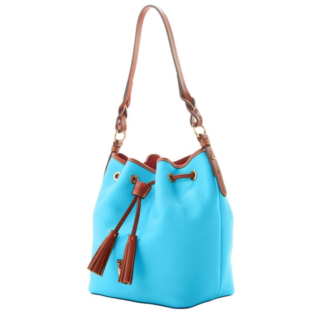 Dooney & Bourke Pebble Grain Tasha Drawstring Shoulder Bag - Sky Blue - Picture 2 of 4